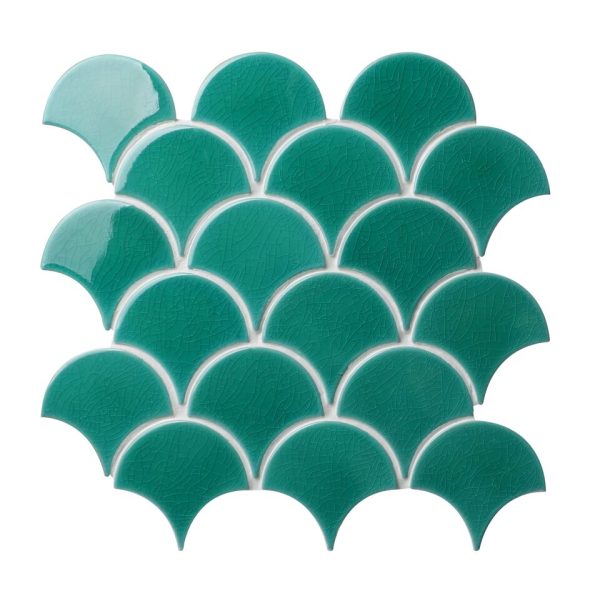 Fishsacale Crackle Green - Cerdomus Tile Studio Quality Tiles - October 12, 2022 90.5x83.5 Fishscale Fan Green Crackle Mosaic FISHGREENCRAQ