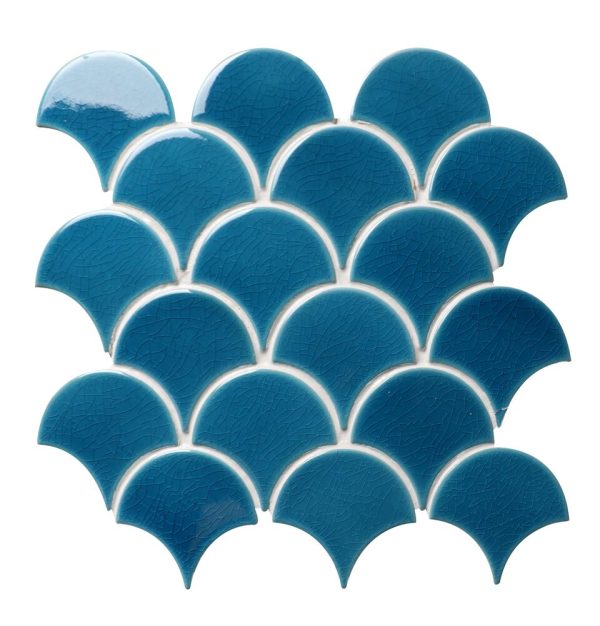 Fishscale Blue Crackle - Cerdomus Tile Studio Quality Tiles - October 12, 2022 90.5x83.5 Fishscale Fan Blue Crackle Mosaic FISHBLUECRAQ