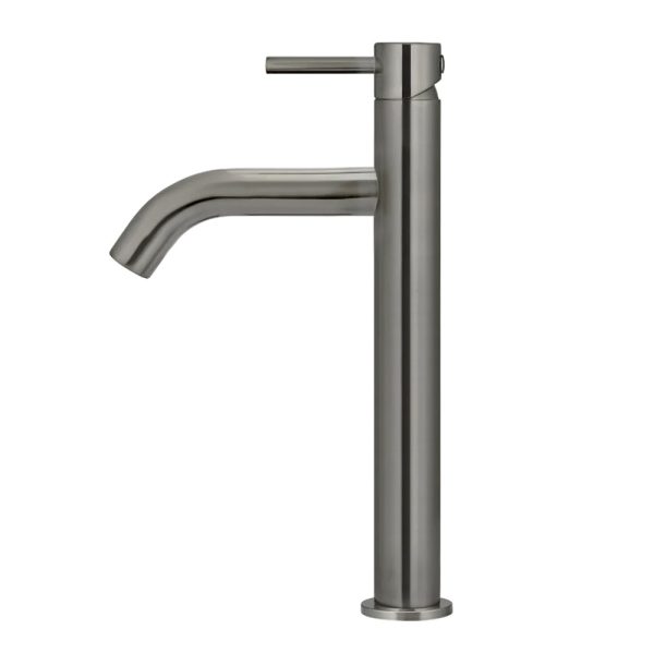 MB03XL.01 PVDGM Side View - Cerdomus Tile Studio Quality Tiles - October 18, 2022 Piccola Tall Basin Mixer Tap With 130MM Spout - Shadow MB03XL.01-PVDGM