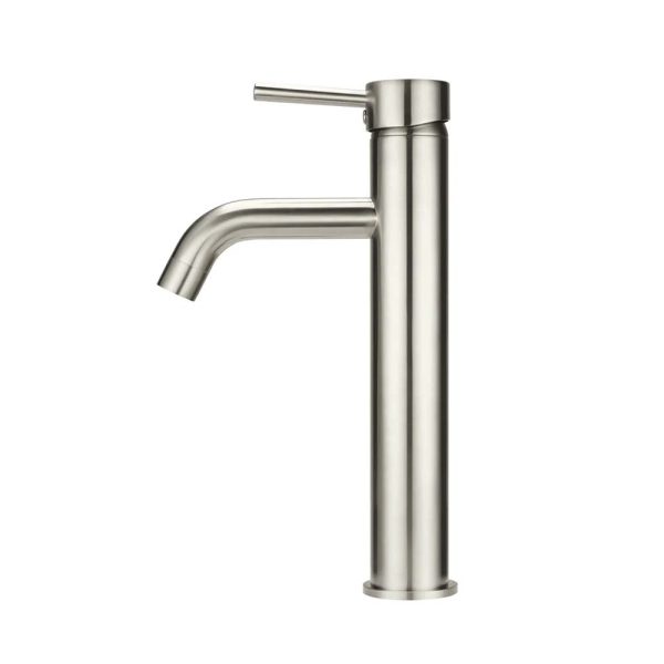 MB04 R3 PVDBN Side - Cerdomus Tile Studio Quality Tiles - October 26, 2022 Round Tall Curved Basin Mixer - PVD Brushed Nickel MB04-R3-PVDBN