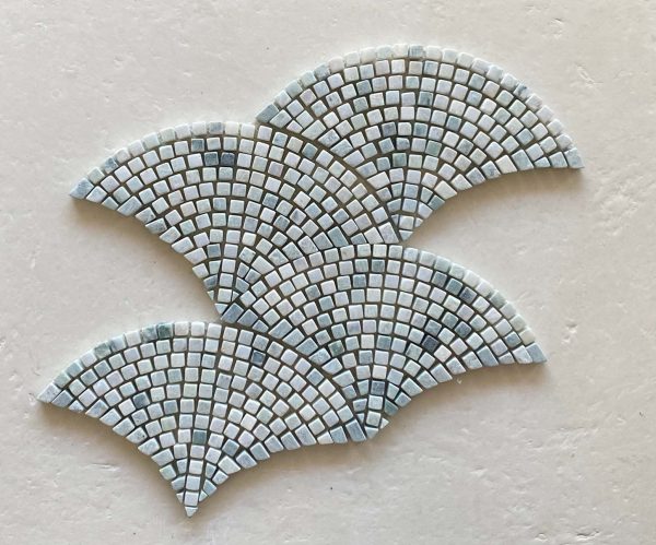 Ming Green Mini Fan Mosaic 1 - Cerdomus Tile Studio Quality Tiles - November 23, 2023 10x10 Ming Green Tumbled Fan Marble Mosaic MINGGREENTUMF
