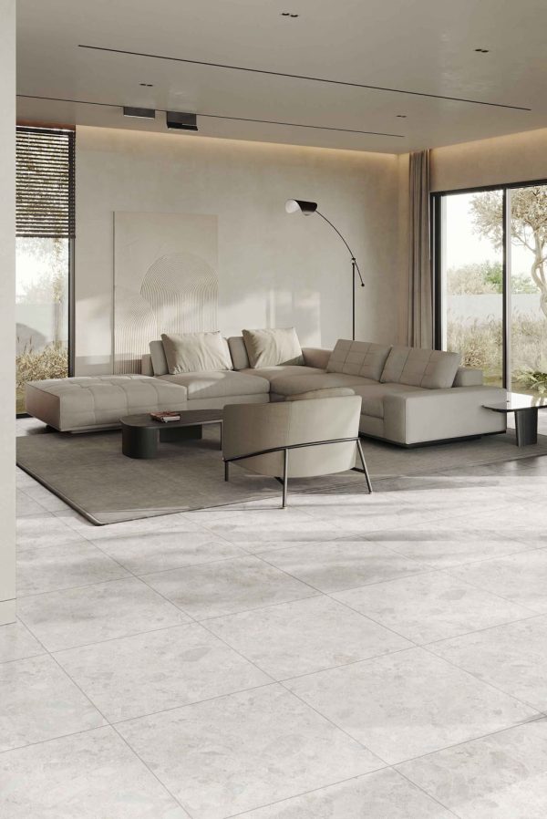 P3092 LIFESTYLE - Cerdomus Tile Studio Quality Tiles - September 21, 2022 600x600 Robusta Terrazzo Light Grey Matt P3 P3092