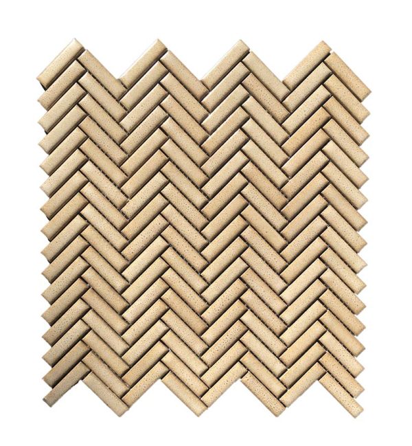 Vintage Sand Herringbone copy - Cerdomus Tile Studio Quality Tiles - February 28, 2023 12x92 Vintage Sand Herringbone Finger Mosaic Gloss VINSANDFINGER